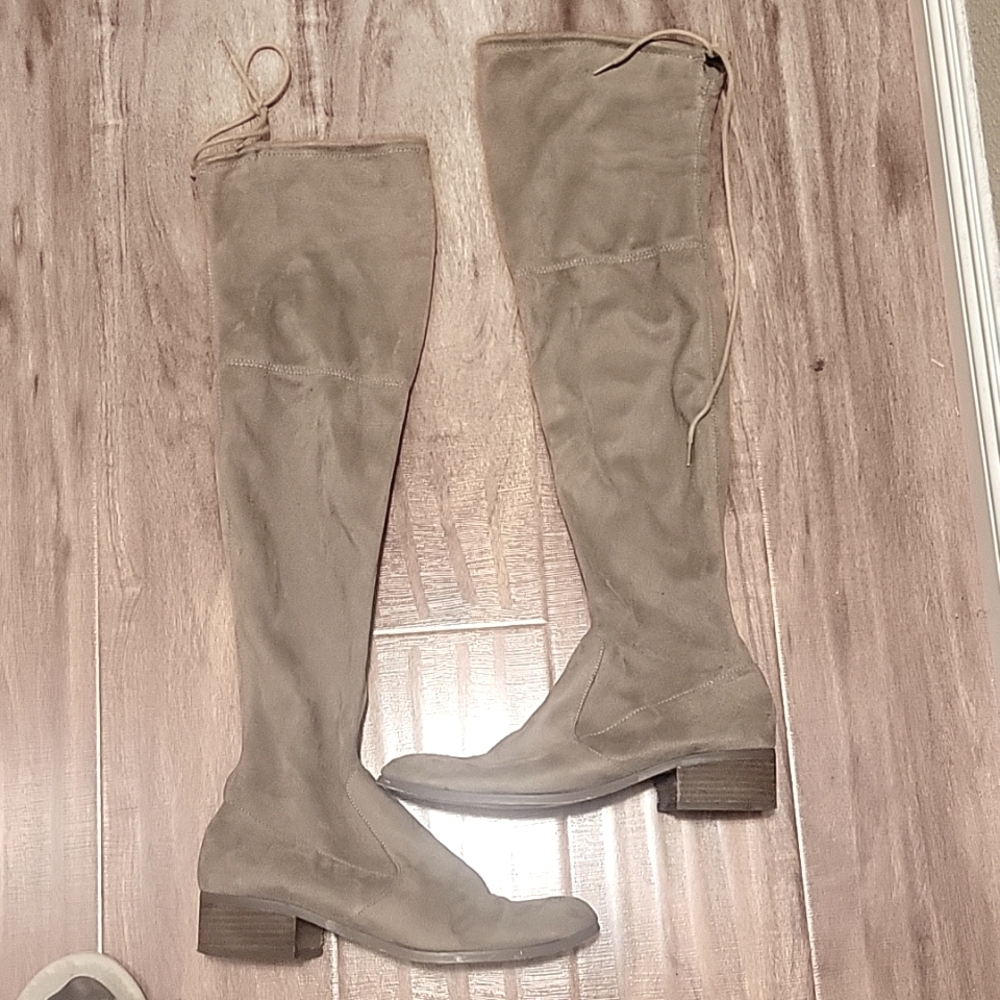 CHARLES by Charles David Taupe Thigh High Boots